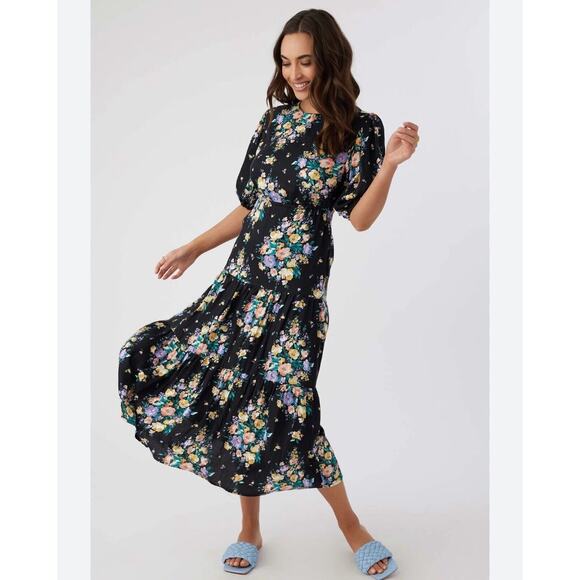 O'Neill Alta Floral Open Back Midi Dress XS - Picture 1 of 5